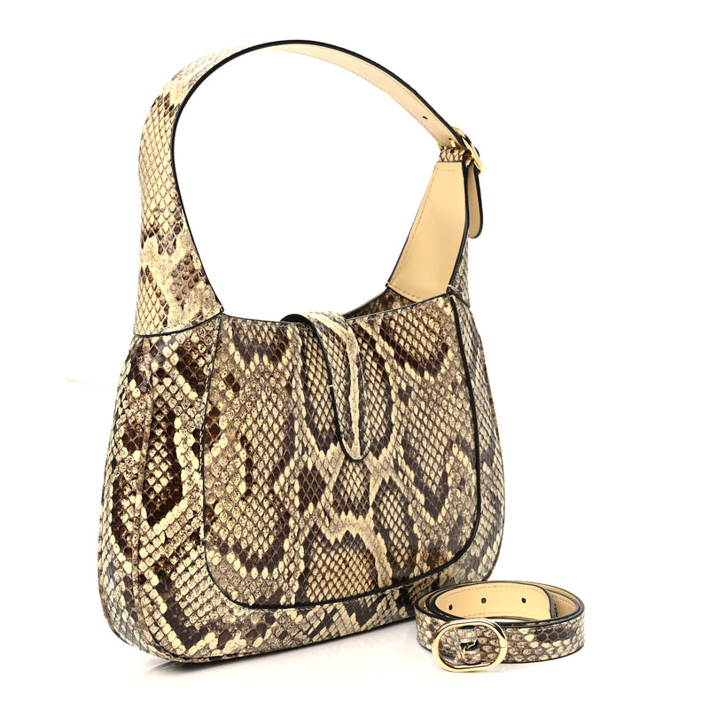  Gucci Snakeskin Small Jackie 1961 Hobo Beige