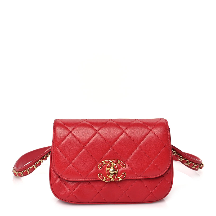 Chanel Lambskin Quilted Chanel 19 Waist Bag Red Red Image 1