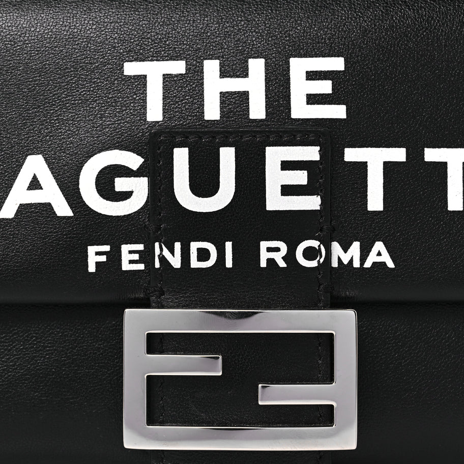 Fendi FENDI X MARC JACOBS Nappa Logo Medium Baguette Black | Luxe