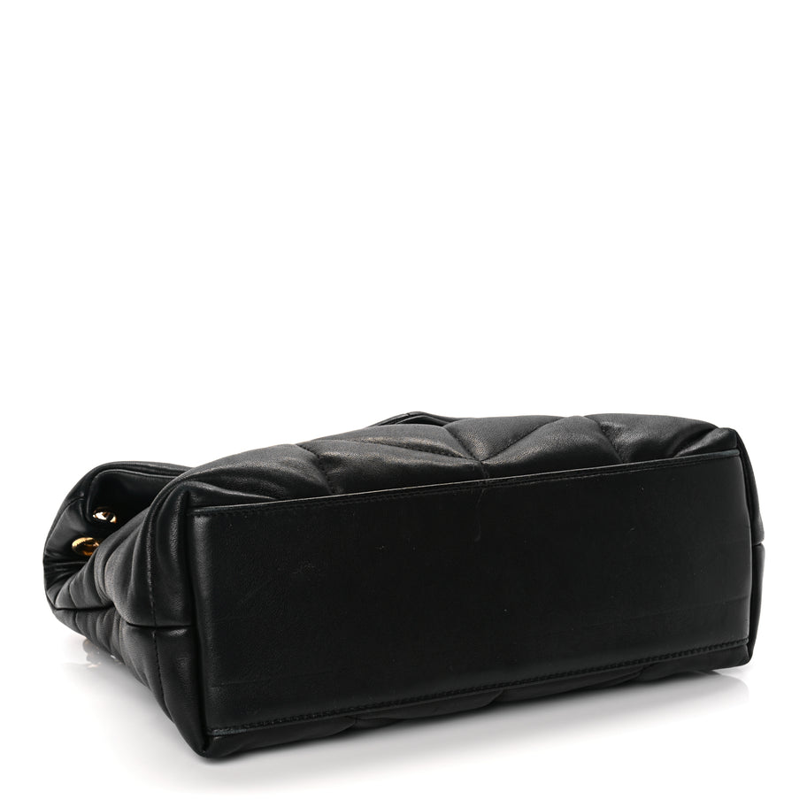 Saint Laurent Lambskin Quilted Small Loulou Puffer Monogram Chain Satchel Black Image 3