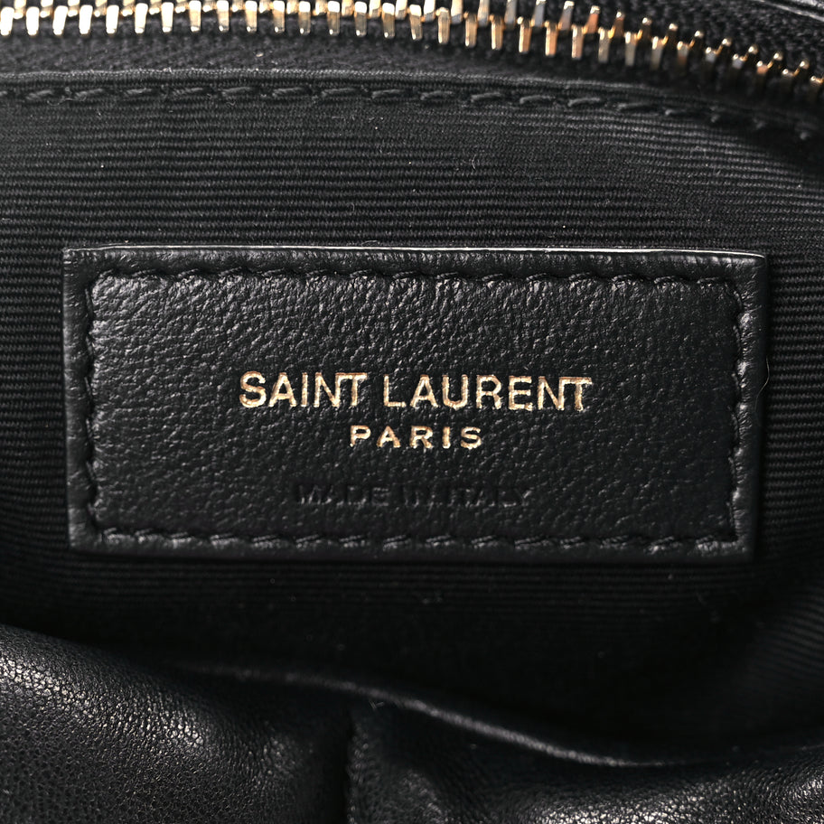 Saint Laurent Lambskin Quilted Small Loulou Puffer Monogram Chain Satchel Black Image 4