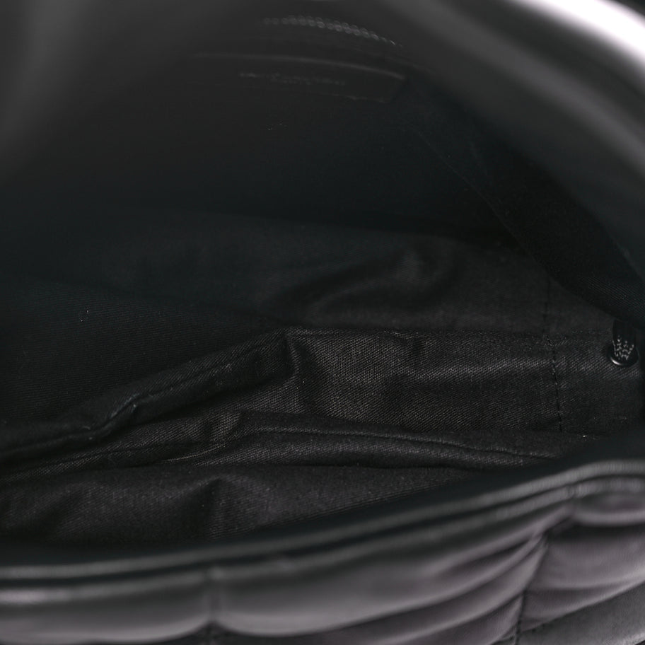 Saint Laurent Lambskin Quilted Small Loulou Puffer Monogram Chain Satchel Black Image 5