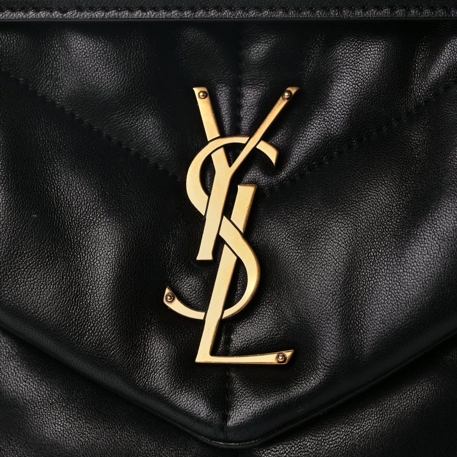 Saint Laurent Lambskin Quilted Small Loulou Puffer Monogram Chain Satchel Black Image 6