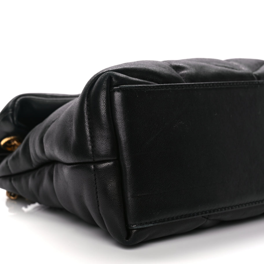 Saint Laurent Lambskin Quilted Small Loulou Puffer Monogram Chain Satchel Black Image 7