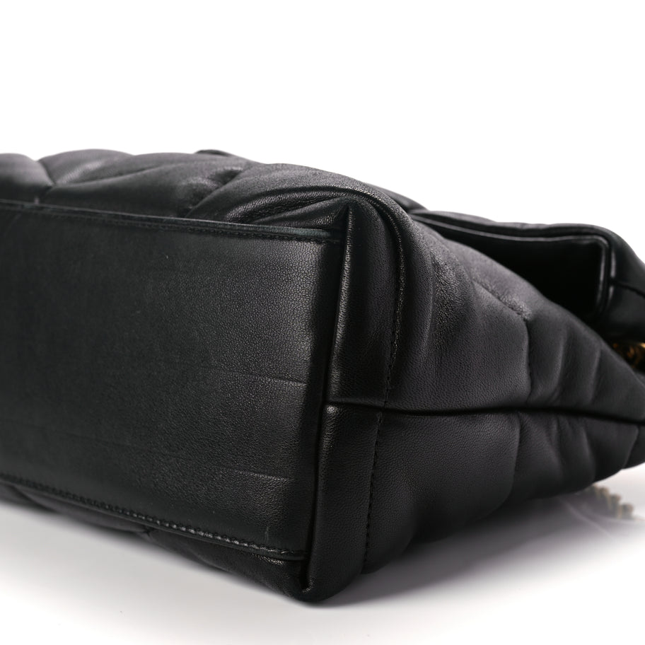 Saint Laurent Lambskin Quilted Small Loulou Puffer Monogram Chain Satchel Black Image 8