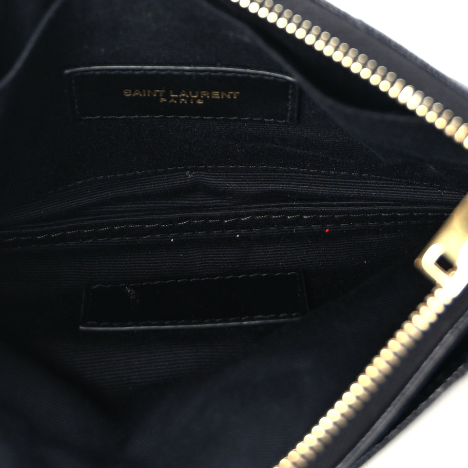 Saint Laurent Grain De Poudre Chevron Monogram Bill Pouch Black Image 5