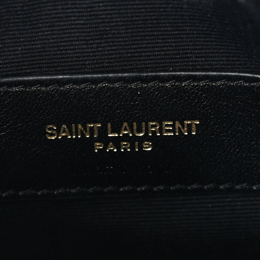 Saint Laurent Grain De Poudre Chevron Monogram Bill Pouch Black Image 6