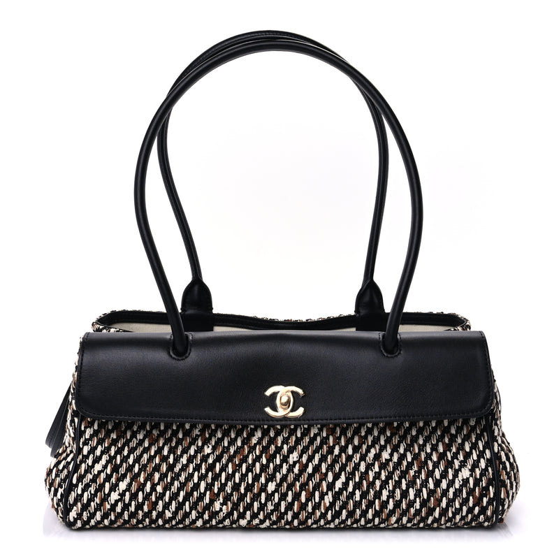  Chanel Calfskin Tweed Urban Essentials Small Shopping Bag Black
