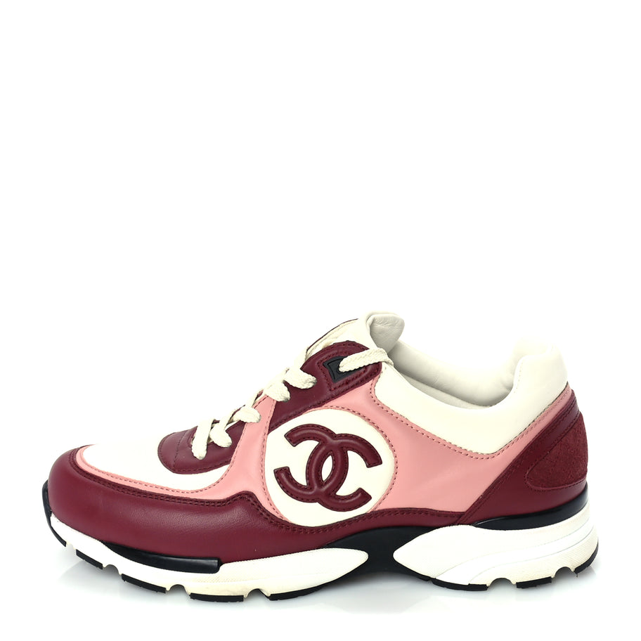 Chanel Calfskin CC Sneakers 39.5  Light Burgundy White Pink Image 1