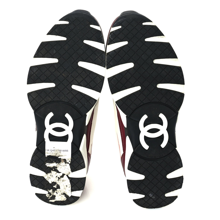 Chanel Calfskin CC Sneakers 39.5  Light Burgundy White Pink Image 5