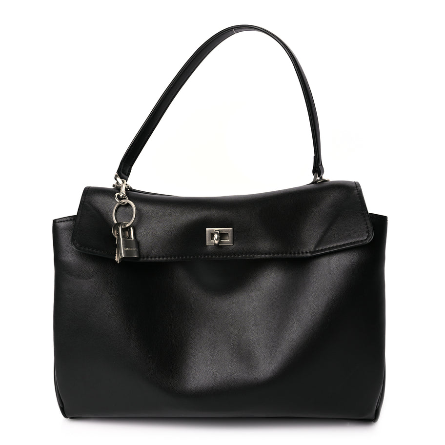 Balenciaga Natural Smooth Calfskin Medium Rodeo Top Handle Handbag Black Image 1