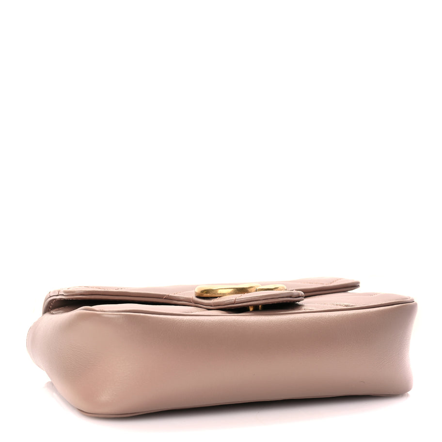 Gucci Calfskin Matelasse Super Mini GG Marmont Shoulder Bag Porcelain Rose Image 3