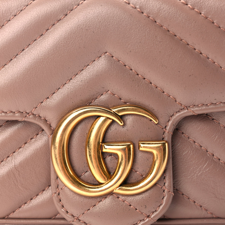 Gucci Calfskin Matelasse Super Mini GG Marmont Shoulder Bag Porcelain Rose Image 7