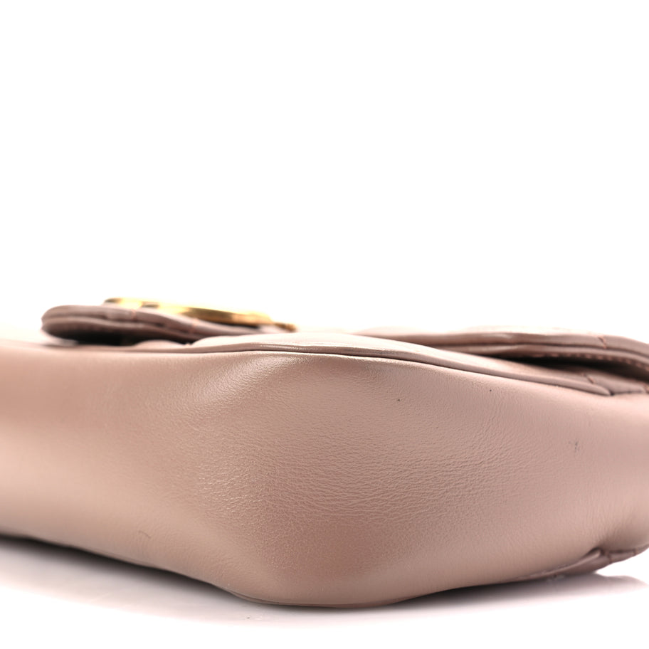 Gucci Calfskin Matelasse Super Mini GG Marmont Shoulder Bag Porcelain Rose Image 9