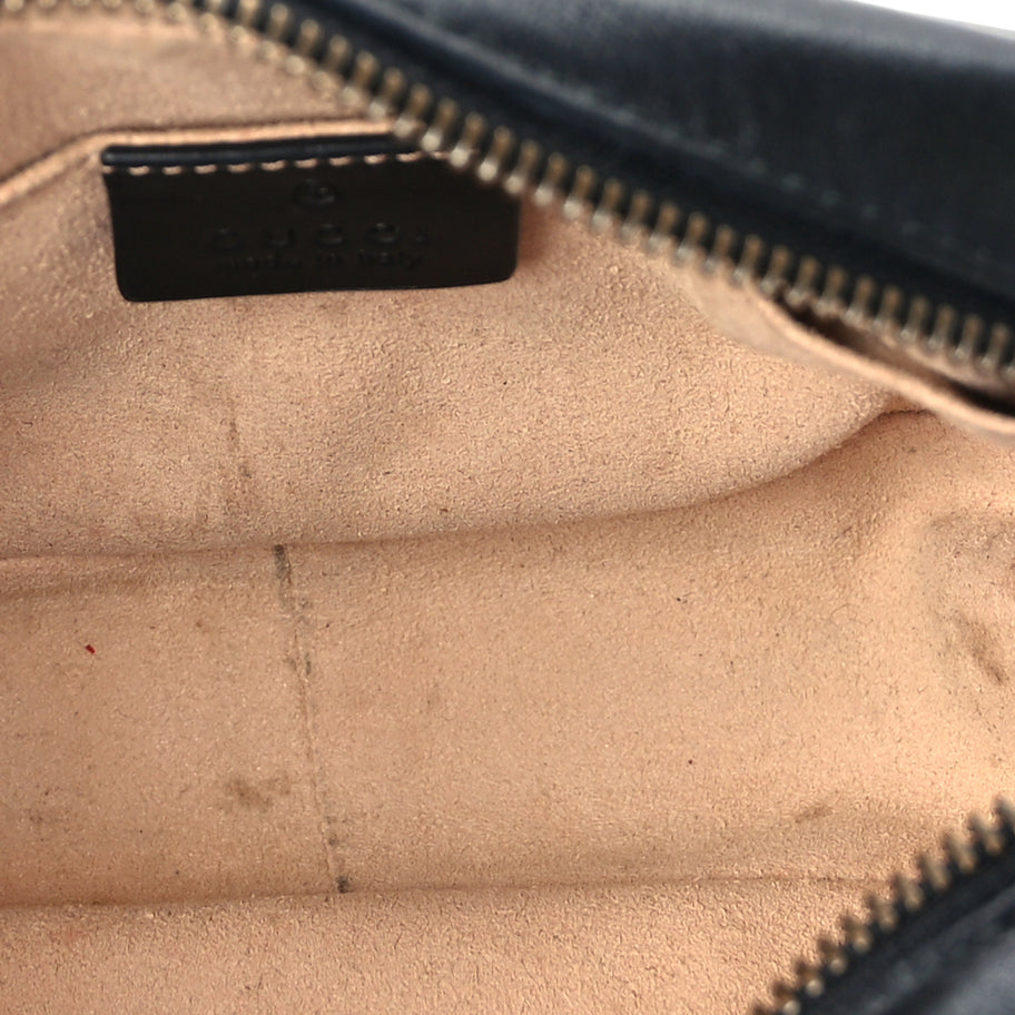 Gucci Calfskin Matelasse Mini GG Marmont Chain Shoulder Bag  Black Image 4