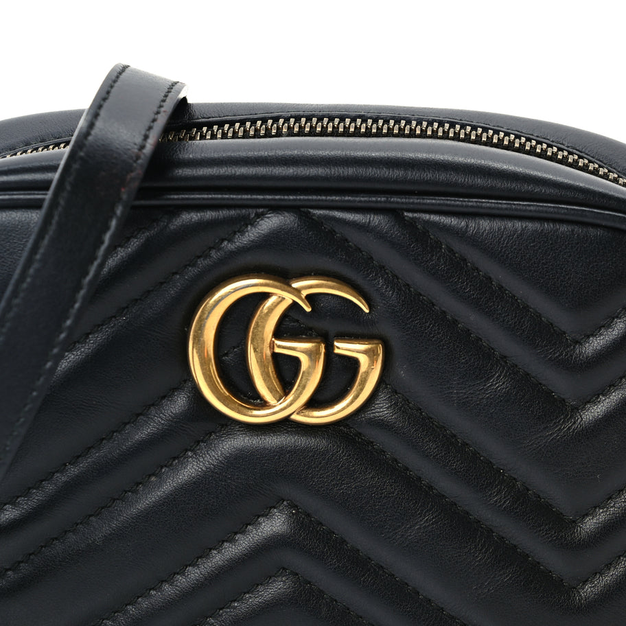 Gucci Calfskin Matelasse Mini GG Marmont Chain Shoulder Bag  Black Image 6