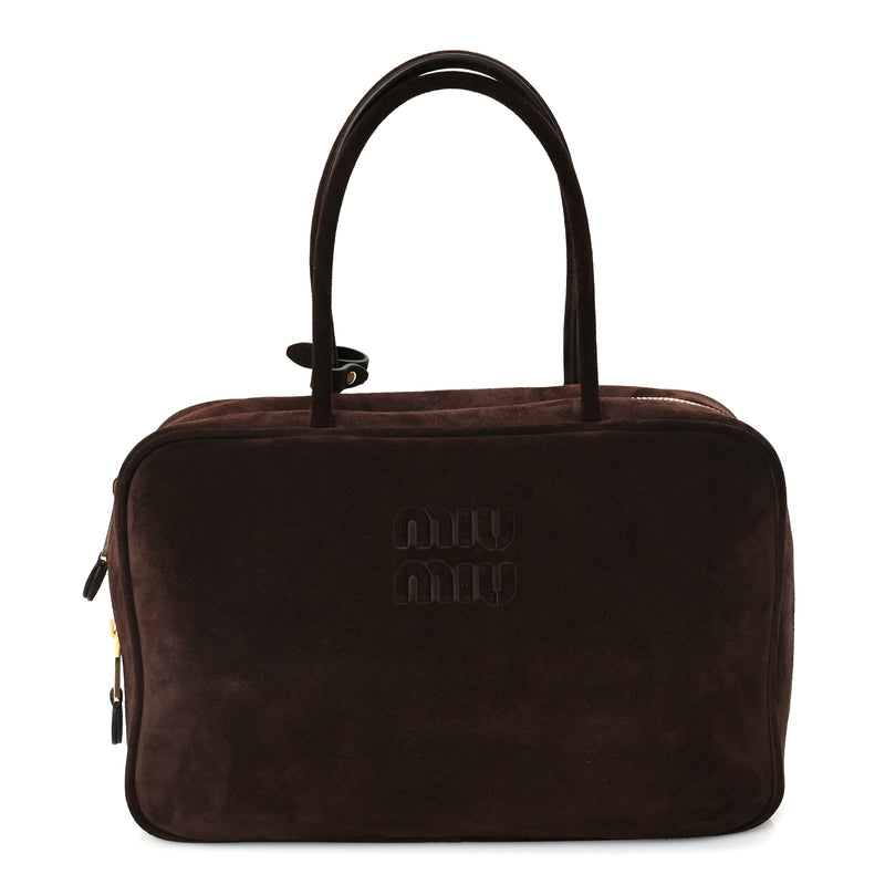  Miu Miu Camoscio Large Beau Top Handle Bag  Moro