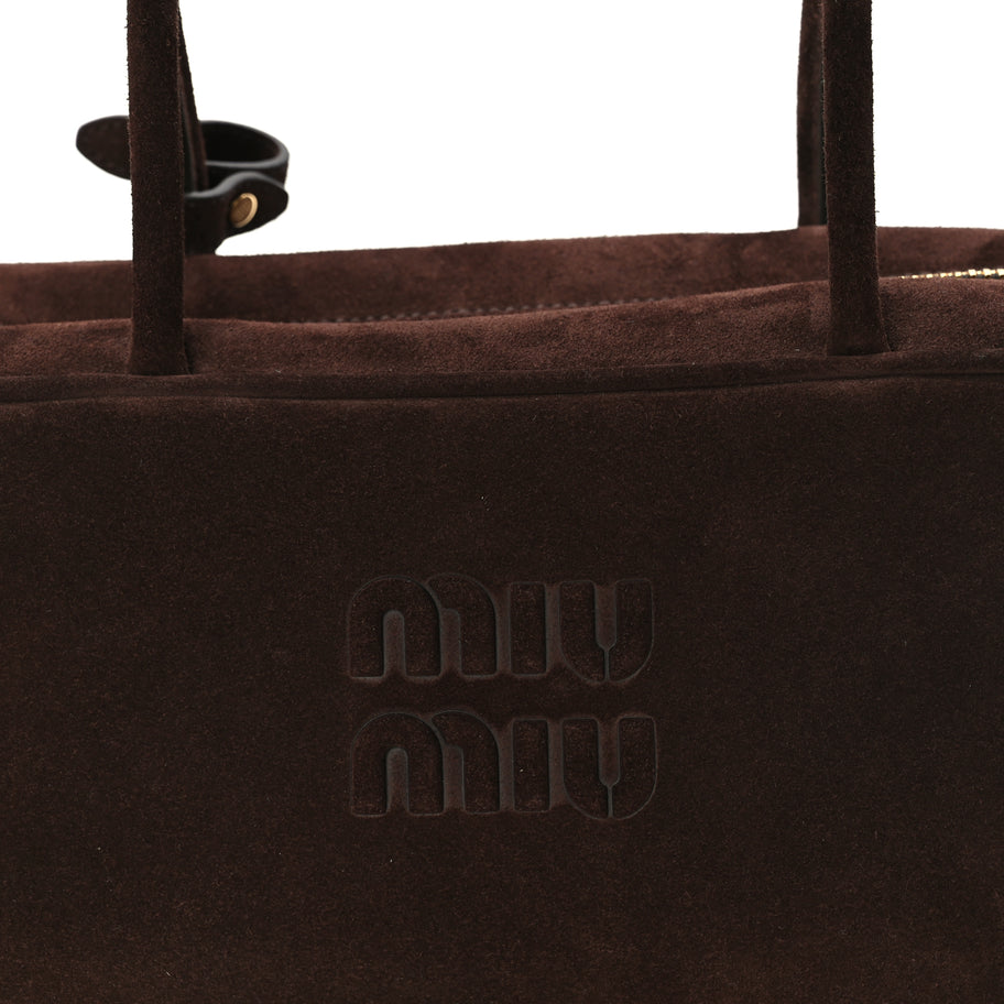 Miu Miu Camoscio Large Beau Top Handle Bag  Moro Image 6