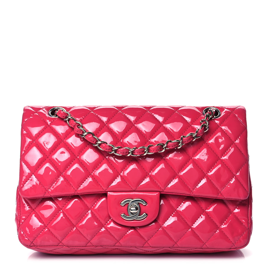 Chanel Patent Quilted Medium Double Flap Pink Image 1