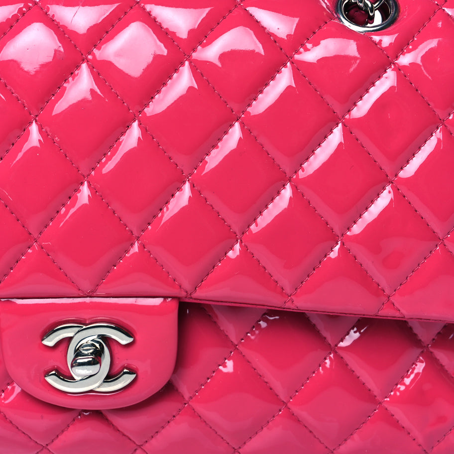 Chanel Patent Quilted Medium Double Flap Pink Image 7