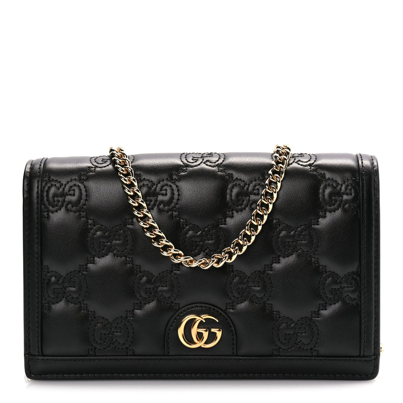  Gucci Calfskin GG Matelasse Chain Wallet Black