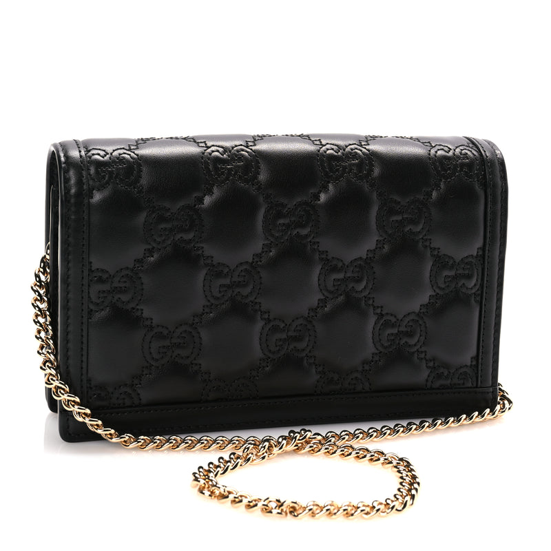  Gucci Calfskin GG Matelasse Chain Wallet Black