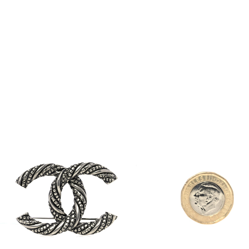  Chanel Ruthenium Twisted CC Brooch