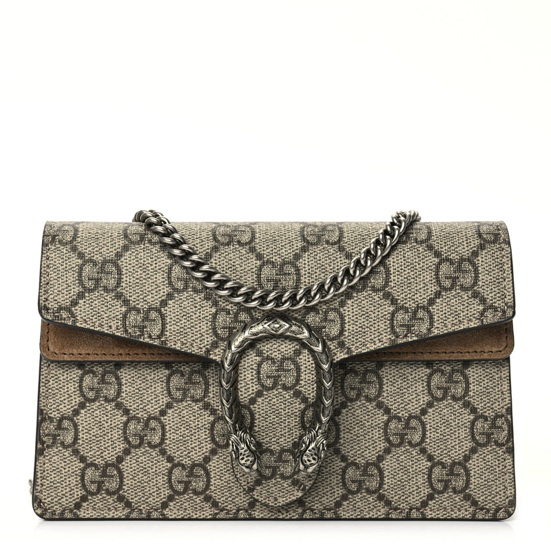  Gucci GG Supreme Monogram Super Mini Dionysus Shoulder Bag Taupe