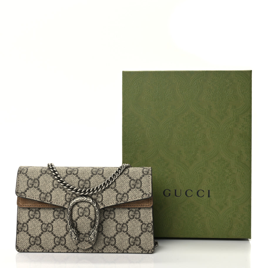Gucci GG Supreme Monogram Super Mini Dionysus Shoulder Bag Taupe Image 9