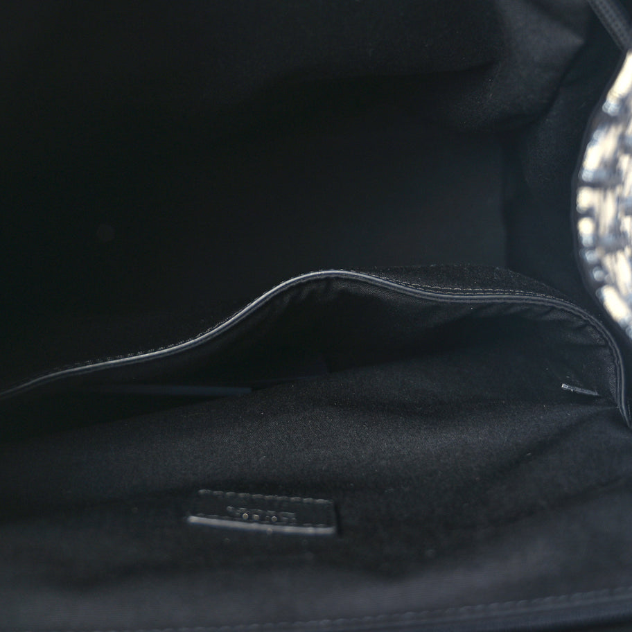 Christian Dior Oblique Jacquard Grained Calfskin Drawstring Saddle Backpack Beige Black Oblique Monogram Image 4