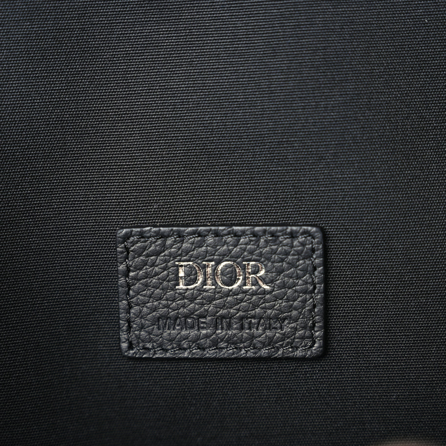 Christian Dior Oblique Jacquard Grained Calfskin Drawstring Saddle Backpack Beige Black Oblique Monogram Image 5