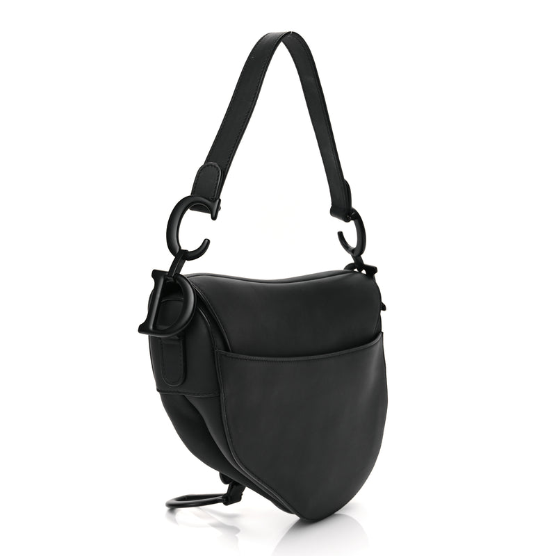  Christian Dior Ultra Matte Calfskin Saddle Bag Black