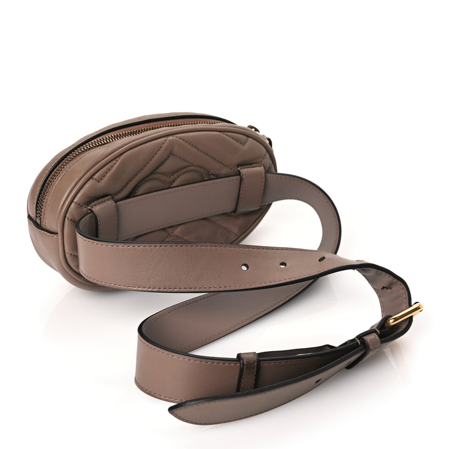 Gucci Calfskin Matelasse GG Marmont Belt Bag 85 34 Porcelain Rose Image 11