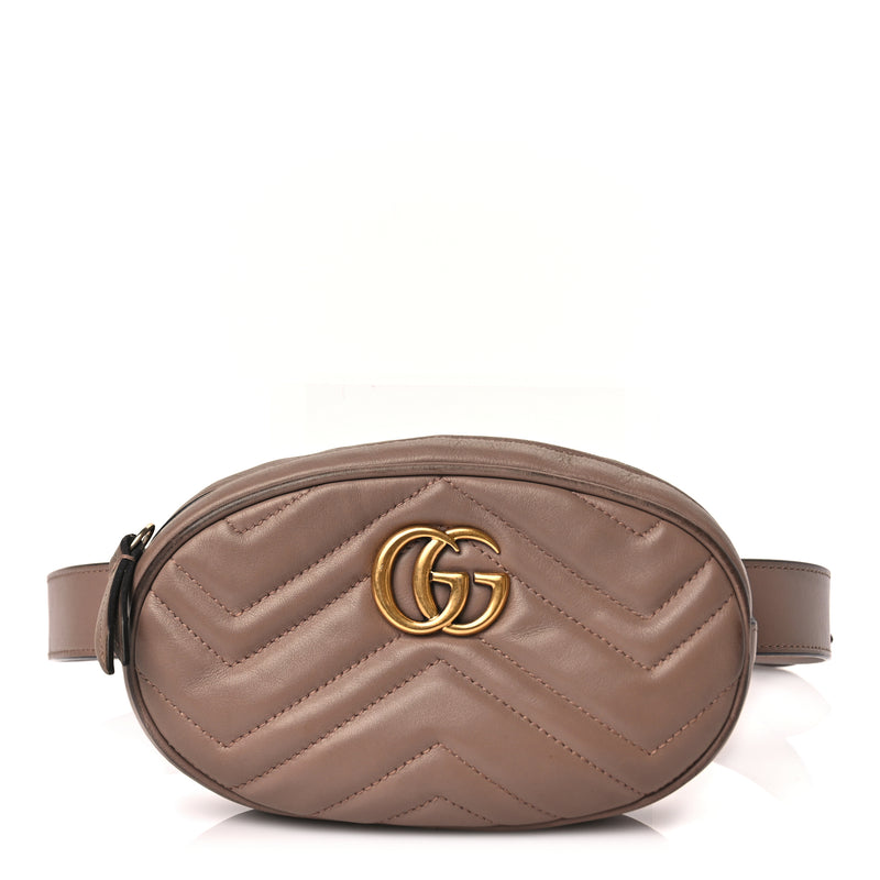  Gucci Calfskin Matelasse GG Marmont Belt Bag 85 34 Porcelain Rose