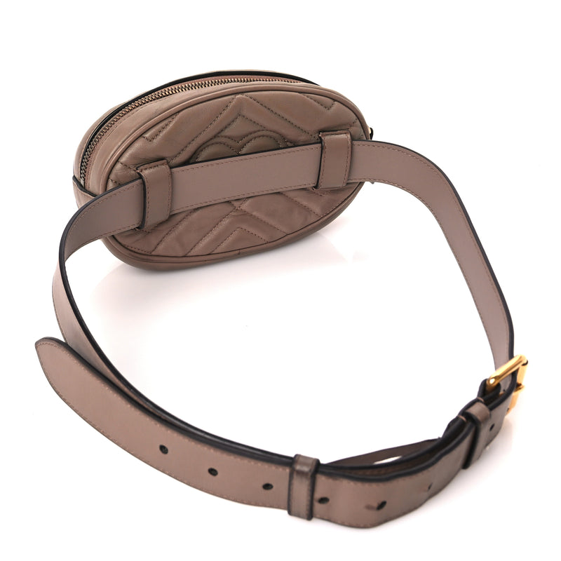  Gucci Calfskin Matelasse GG Marmont Belt Bag 85 34 Porcelain Rose