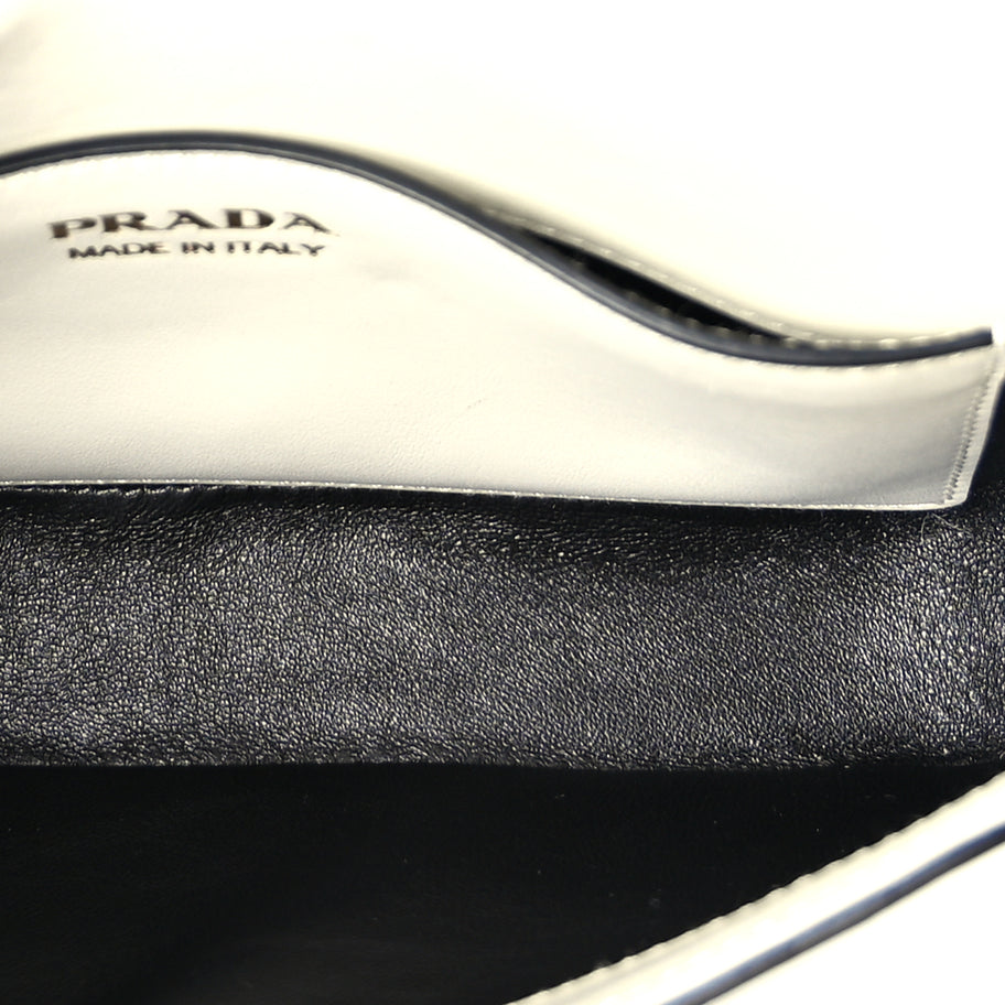 Prada Box Calfskin Triangle Embleme Flap Shoulder Bag  White Image 4