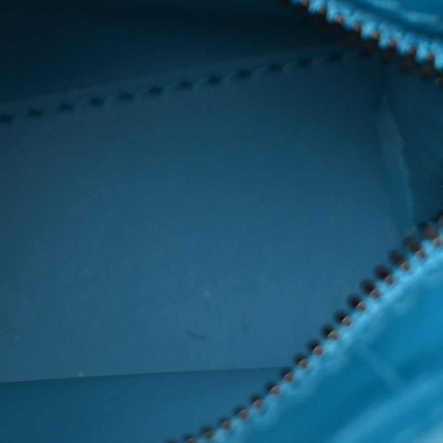Balenciaga Extra Supple Calfskin Crocodile Embossed Neo Classic Silver Hardware Super Nano City Crossbody  Cyan Image 4