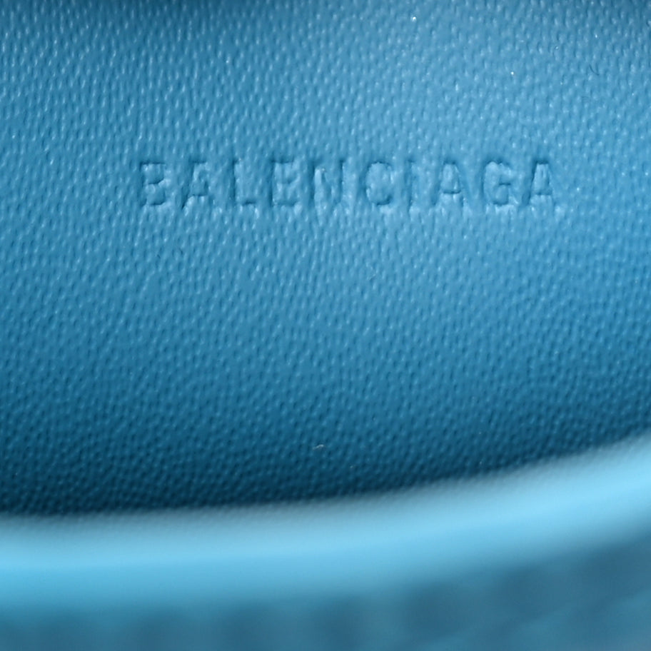 Balenciaga Extra Supple Calfskin Crocodile Embossed Neo Classic Silver Hardware Super Nano City Crossbody  Cyan Image 5