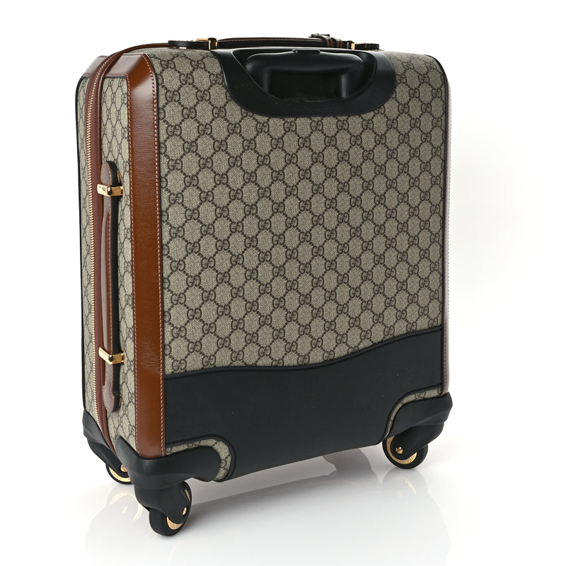  Gucci GG Supreme Monogram Azalea Calfskin Retro Interlocking G Carry On Trolley Brown Sugar