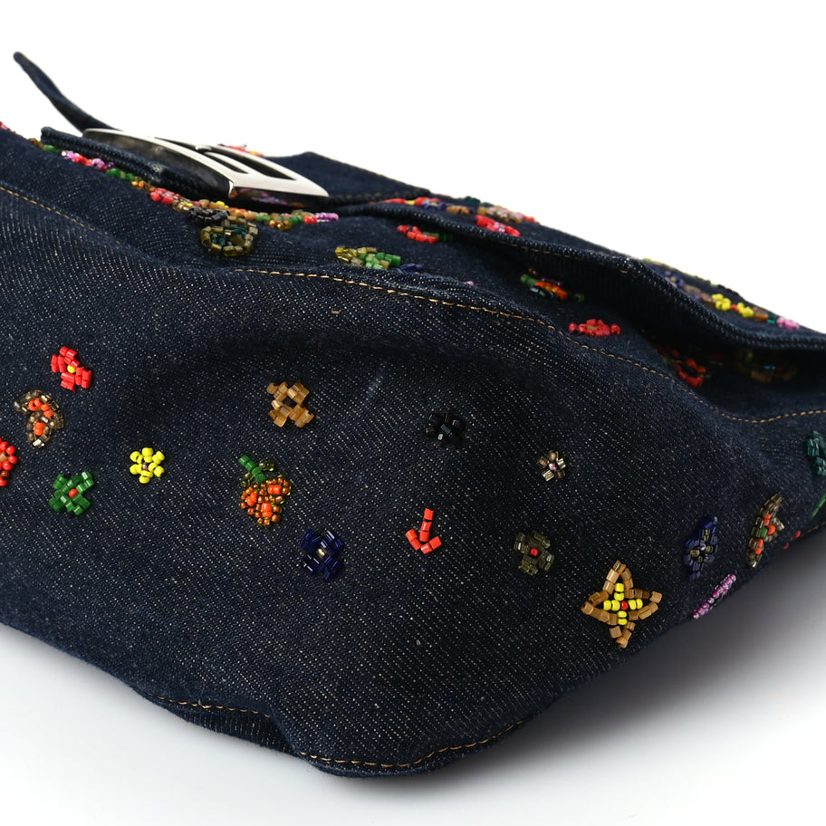 Fendi Denim Beaded Mama Baguette Blue Image 8