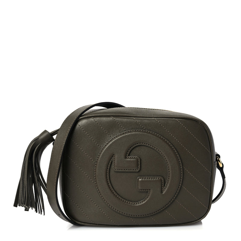  Gucci Sakai Be Green Calfskin Diagonal Stitched Small Blondie Shoulder Bag Craclet Brown