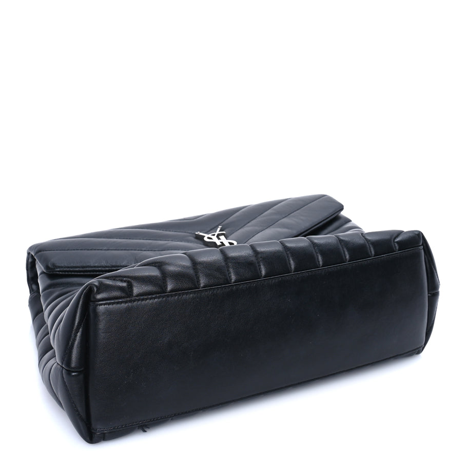 Saint Laurent Calfskin Y Quilted Monogram Medium Loulou Chain Satchel Black Image 3