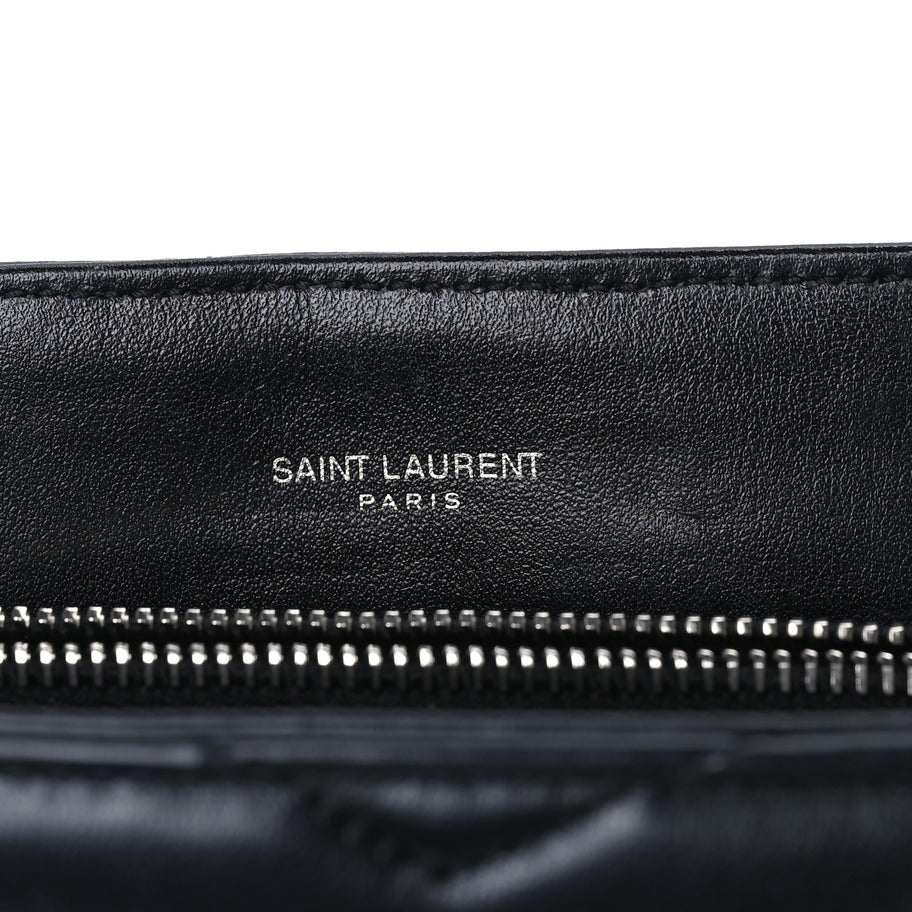 Saint Laurent Calfskin Y Quilted Monogram Medium Loulou Chain Satchel Black Image 4