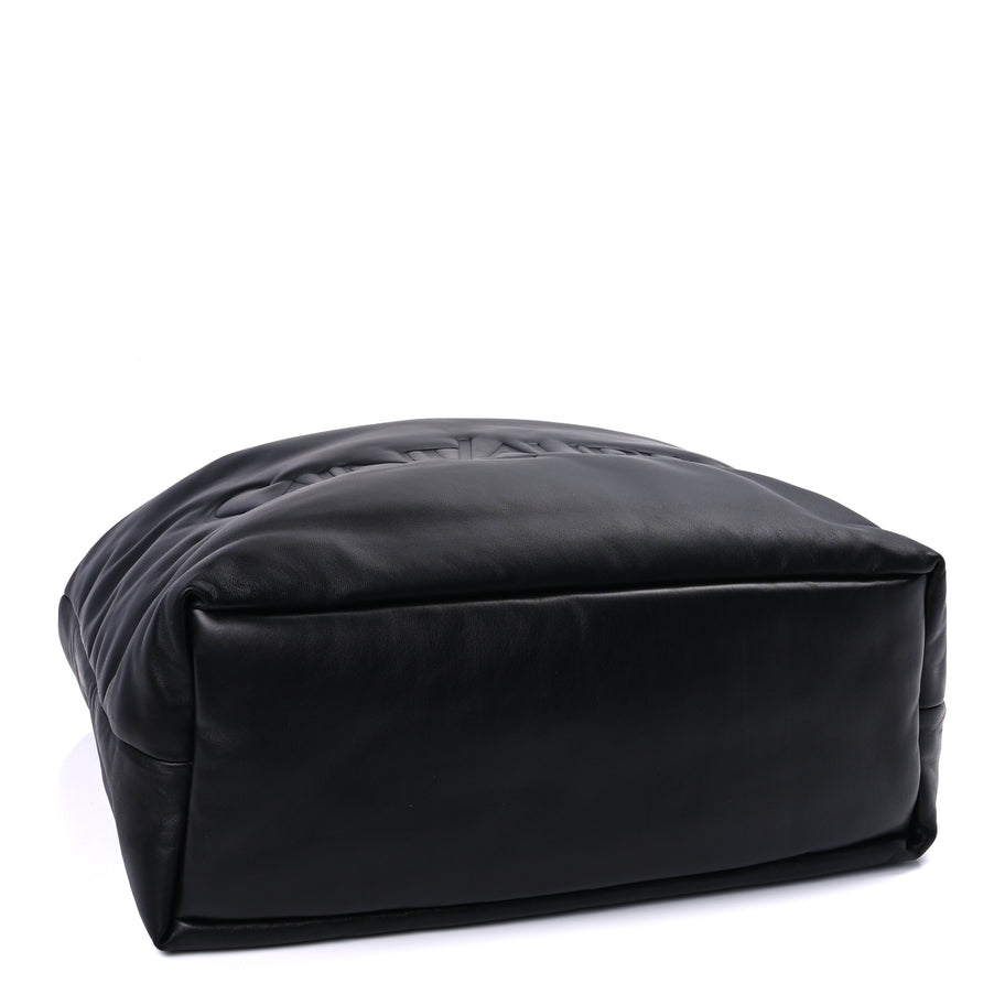 Saint Laurent Lambskin Wide Puffer Tote  Black Image 3