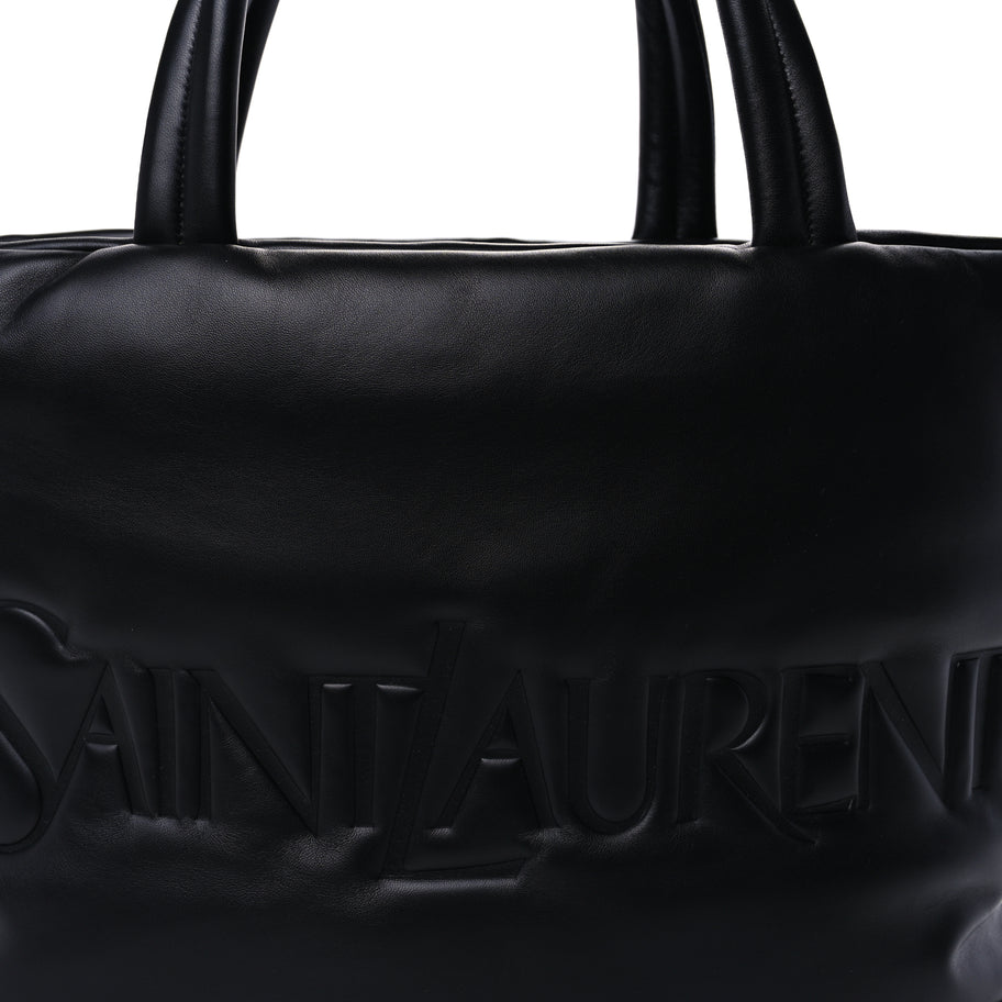 Saint Laurent Lambskin Wide Puffer Tote  Black Image 6