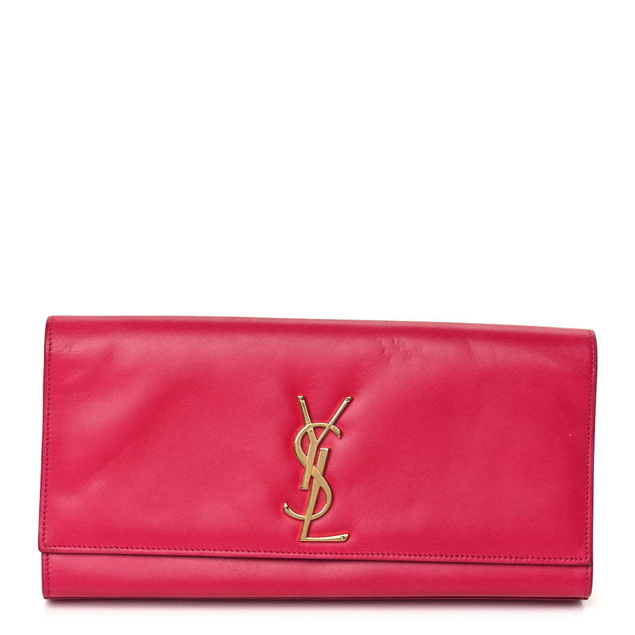 Saint Laurent Smooth Calfskin Classic Monogram Cassandre Clutch Lipstick Fuchsia Image 1
