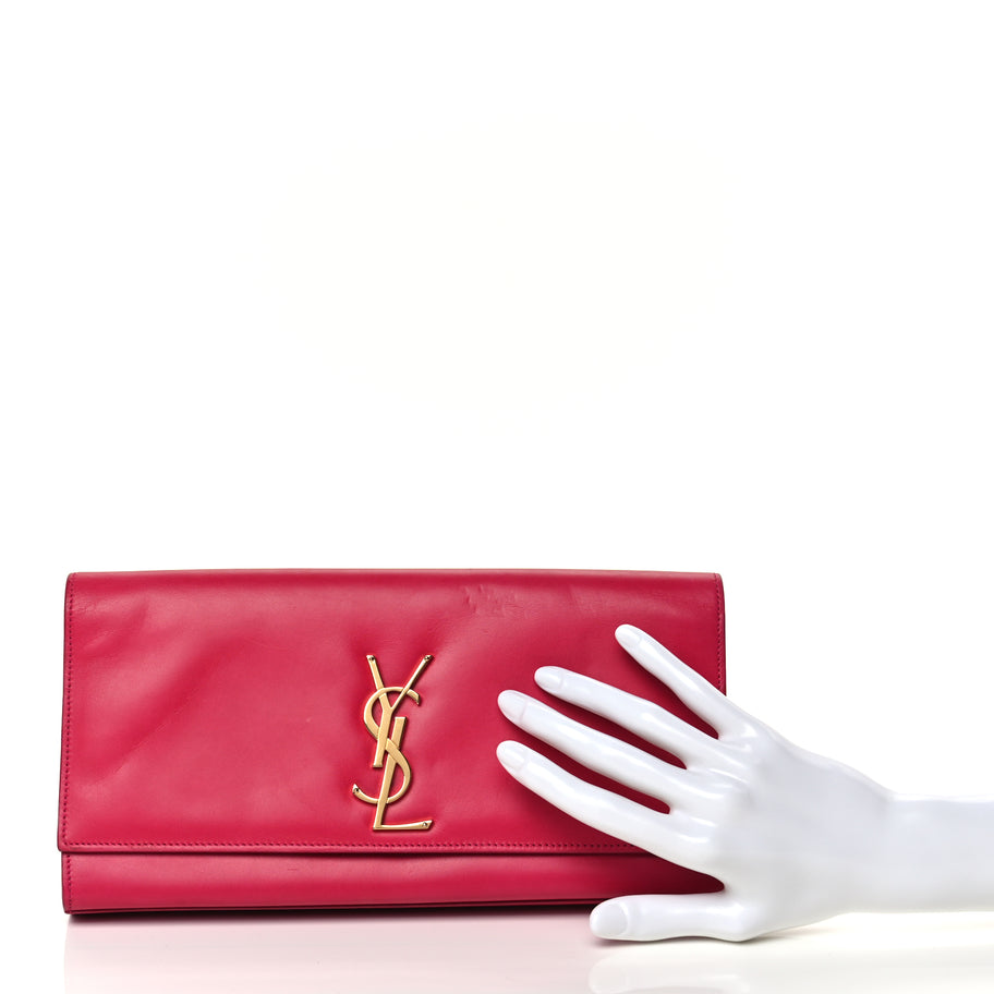 Saint Laurent Smooth Calfskin Classic Monogram Cassandre Clutch Lipstick Fuchsia Image 2