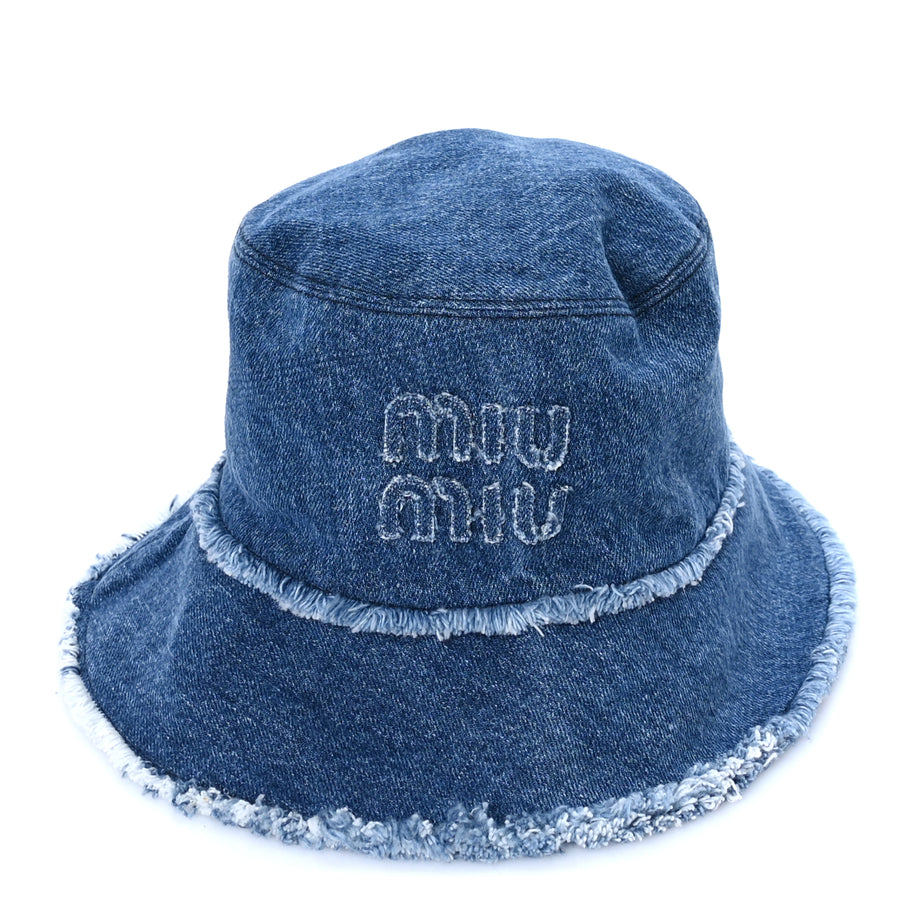 Miu Miu Denim Logo Bucket Hat S Blue Image 1