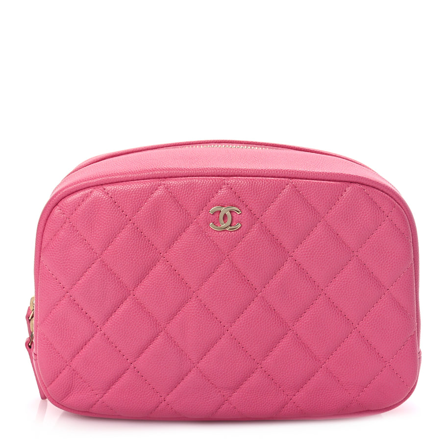 Chanel Caviar Quilted Medium Curvy Pouch Cosmetic Case Pink Image 1