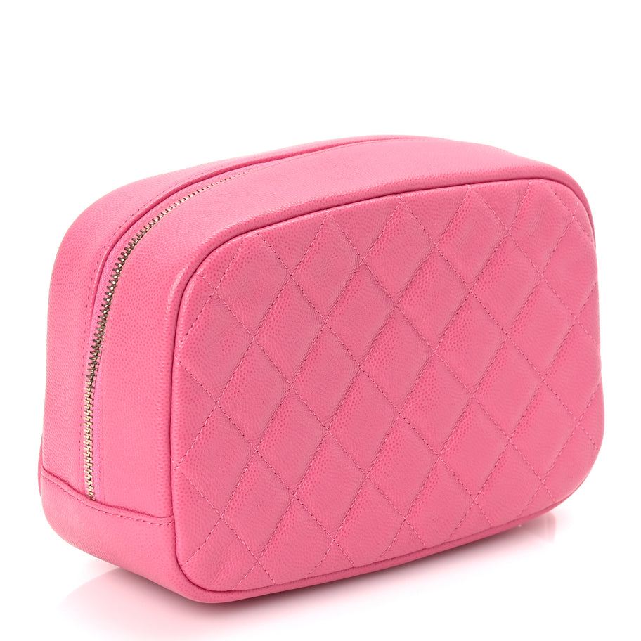 Chanel Caviar Quilted Medium Curvy Pouch Cosmetic Case Pink Image 3